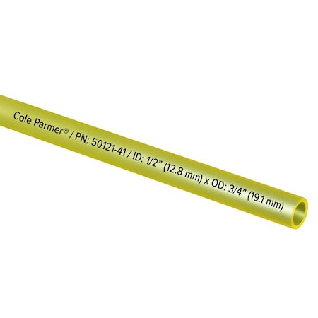 Cole-Parmer PVC Fuel and Lubricant Tubing, Yellow, 1/2in ID x 3/4in OD; 25 Ft 40402025